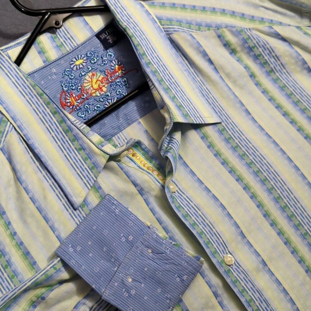 Robert Graham Shirt Men's 3XL Multicolor Flip Cuff Long Sleeve Button Up